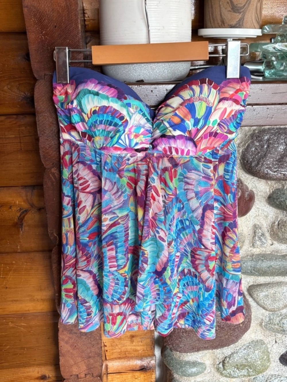 Gottex Butterfly Print Flyaway Tankini Swim Top Profile by Gottex Strapless 10